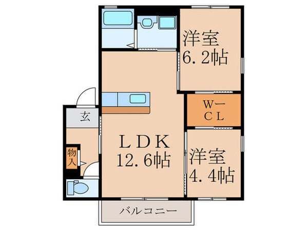 ヴィラサニーサイドB棟の物件間取画像